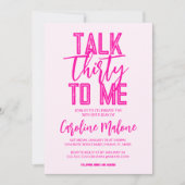 Parlez Trente À Moi Pink Invitation Anniversaire (Devant)