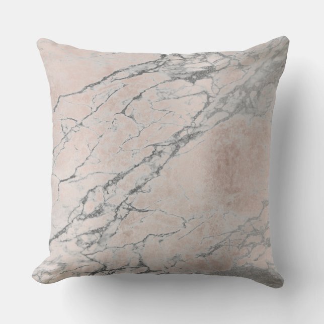 Parly Pink Rose Gold Silver Grey Blush Marble Kussen (Voorkant)