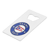 Parma Ohio Kredietkaart Flessenopener (Voorkant Gekanteld)