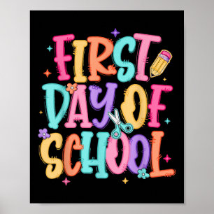Parmantige eerste schooldag leraar meisjes kindere poster