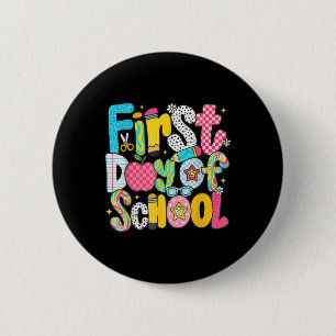 Parmantige eerste schooldag terug naar school lera ronde button 5,7 cm