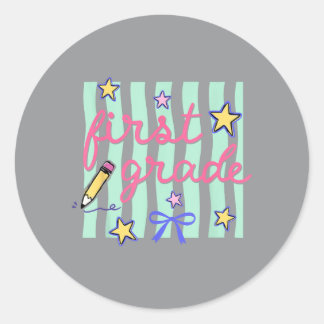 Parmantige eersteklas terug naar school coquette s ronde sticker