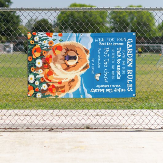 PARMI LES POPPIES chow garden bannière 3'x5' (En situation)