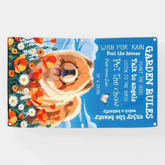 PARMI LES POPPIES chow garden bannière 3'x5' (Horizontal)