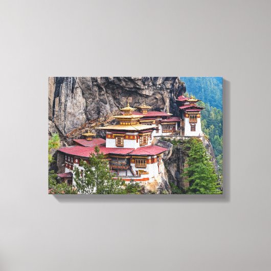 Paro Taktsang: het Nest-klooster van de Tijger - B Canvas Afdruk (Voorkant)
