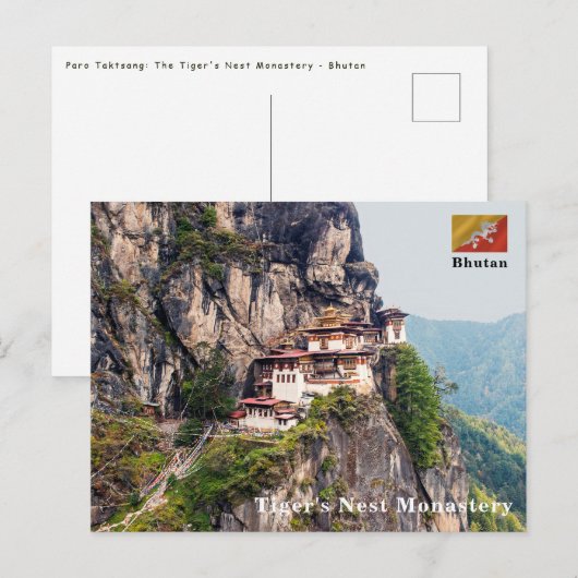 Paro Taktsang: Het Tijgernest Klooster - Bhutan Briefkaart (Voorkant / Achterkant)