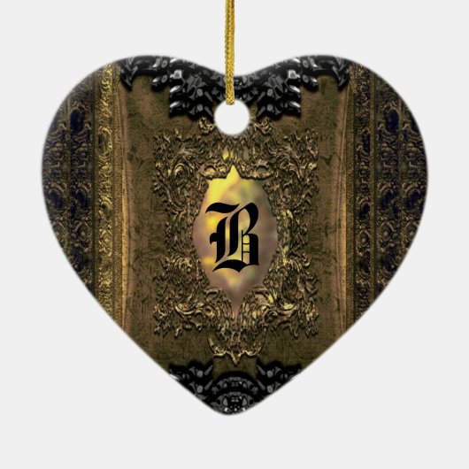 Parocollet Elegant Old World Charm Monogram Keramisch Ornament (Achterkant)