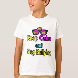 Parodie Hipster Blijf kalm en stop pesten T-shirt