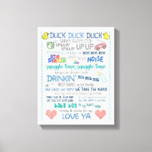 Parody nursery art baby jay stil bob lied canvas afdruk