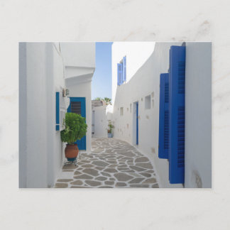Paros Blauw en Witte Griekse Architectuur Briefkaart