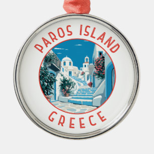 Paros Eiland Griekenland Retro Noodcirkel Metalen Ornament