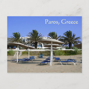 Paros Eiland, Griekenland Strandparasols Briefkaar Briefkaart