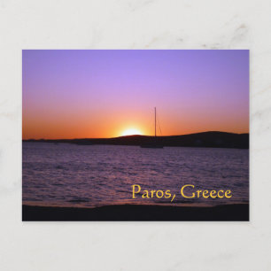 Paros Eiland, Griekenland, Zonsondergang Zeil Post Briefkaart