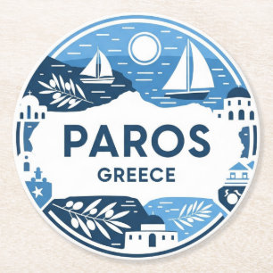 Paros Griekenland Eiland Reizen Ronde Kartonnen Onderzetter