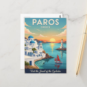 Paros Griekenland Reizen Kunst Vintage Briefkaart