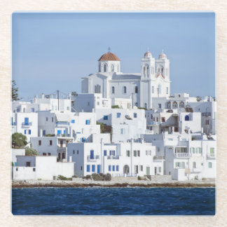 Paros Village Naoussa Island Uitzicht Glazen Onderzetter