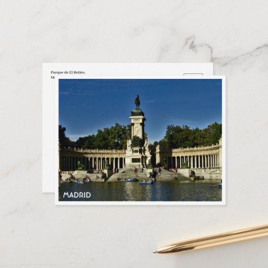 Parque El Retiro, Madrid Briefkaart (Voorkant / Achterkant in situ)
