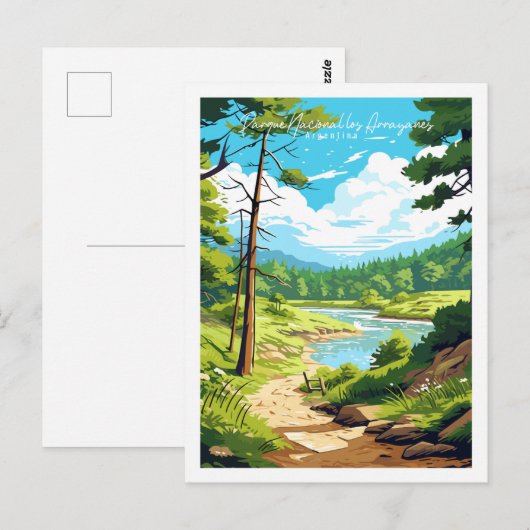 Parque nacional los arrayanes vintage reizen briefkaart (Voorkant / Achterkant)