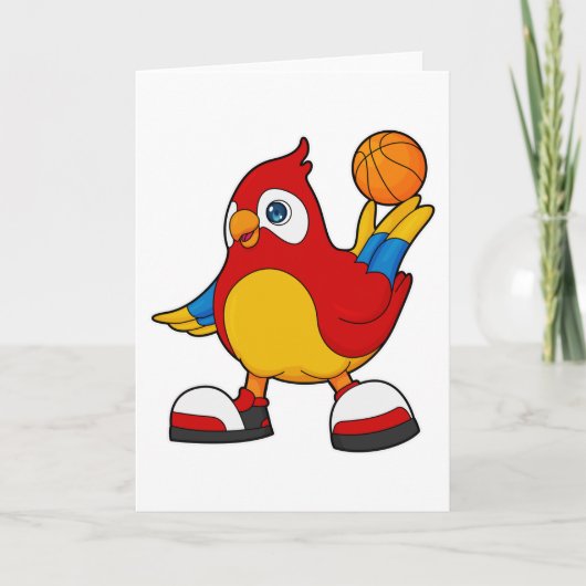 Parrot als Basketball-speler met Basketball Kaart (Voorkant)