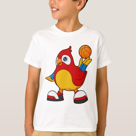 Parrot als Basketball-speler met Basketball T-shirt (Voorkant)
