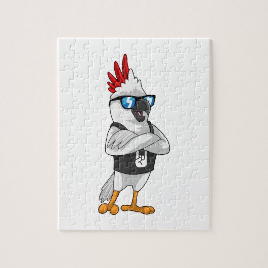Parrot als muzikant met zonnebril legpuzzel (Verticaal)
