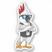 Parrot als muzikant met zonnebril sticker (Voorkant)