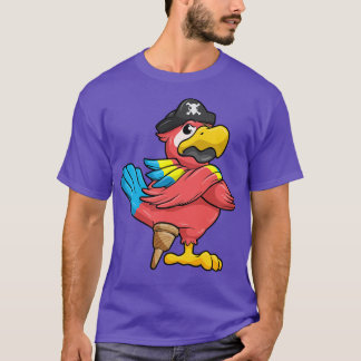 Parrot als piraat met been van hout en piraat pet t-shirt