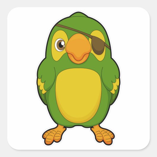 Parrot als Piraat met Eyepatch Vierkante Sticker (Voorkant)