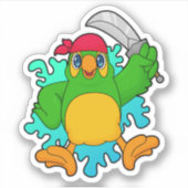 Parrot als piraat met zwaard sticker (Voorkant)