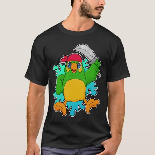 Parrot als piraat met zwaard t-shirt (Voorkant)