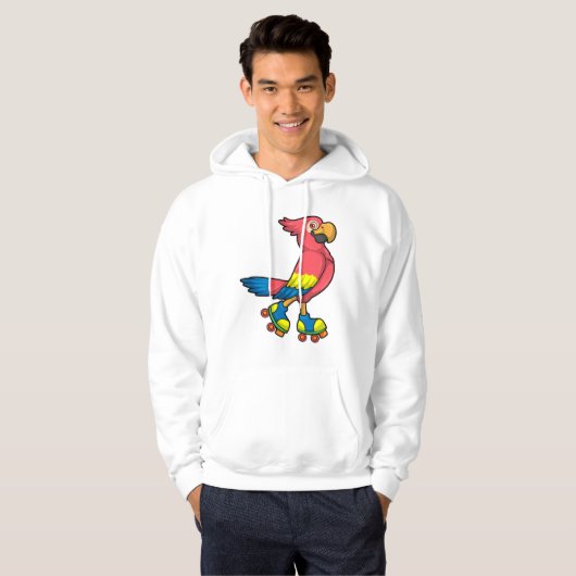 Parrot als Skater met Roller-schaatsen Hoodie (Voorkant volledig)