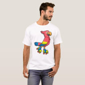 Parrot als Skater met Roller-schaatsen T-shirt (Voorkant volledig)