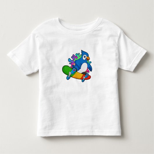 Parrot als Skater met skateboard Kinder Shirts (Voorkant)