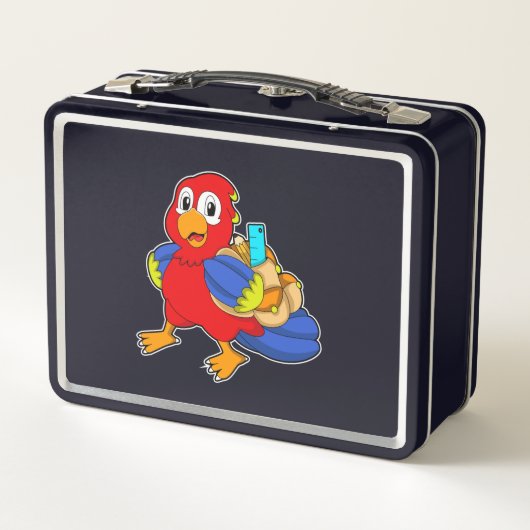 Parrot als student met rugzak (Achterkant)