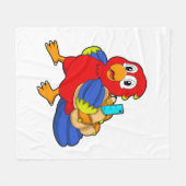 Parrot als student met rugzak fleece deken (Voorkant (Horizontaal))