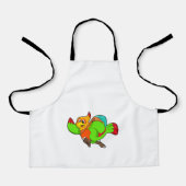 Parrot als wandelaar met rugzak schort (Voorkant)