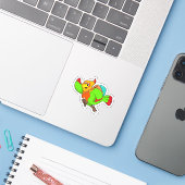Parrot als wandelaar met rugzak sticker (Laptop met iPhone)