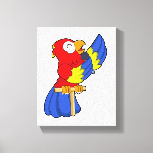 Parrot als zanger met microfoon canvas afdruk (Voorkant)