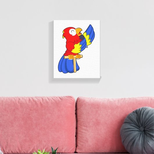 Parrot als zanger met microfoon canvas afdruk (Insitu (Woonkamer))
