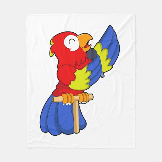 Parrot als zanger met microfoon fleece deken (Voorkant)
