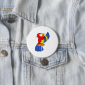 Parrot als zanger met microfoon ronde button 7,6 cm (In situ)
