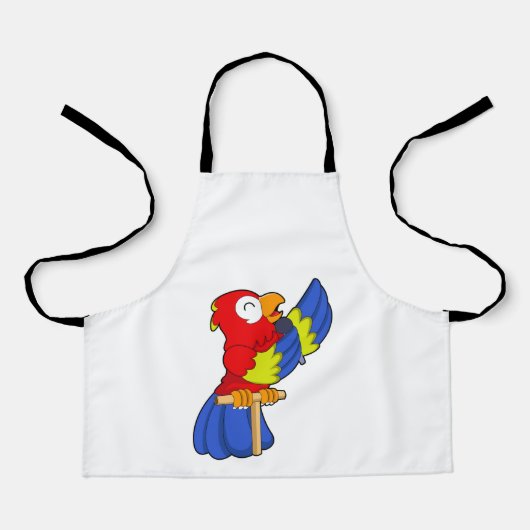 Parrot als zanger met microfoon schort (Voorkant)