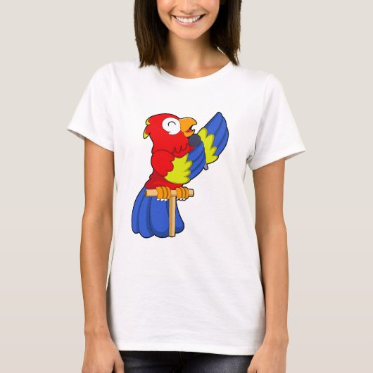 Parrot als zanger met microfoon t-shirt (Voorkant)