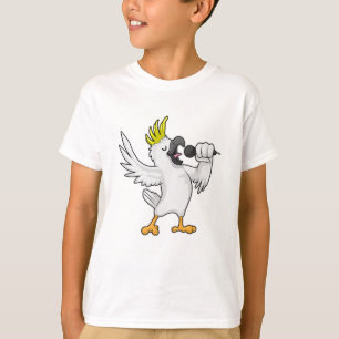 Parrot als zanger met microfoon t-shirt