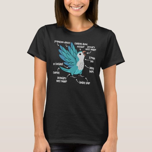 Parrot Anatomie I Blue Monk Paraket Quaker T-shirt (Voorkant)