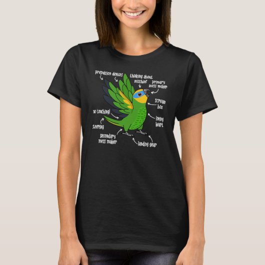 Parrot Anatomie I Oranje winged Amazon T-shirt (Voorkant)