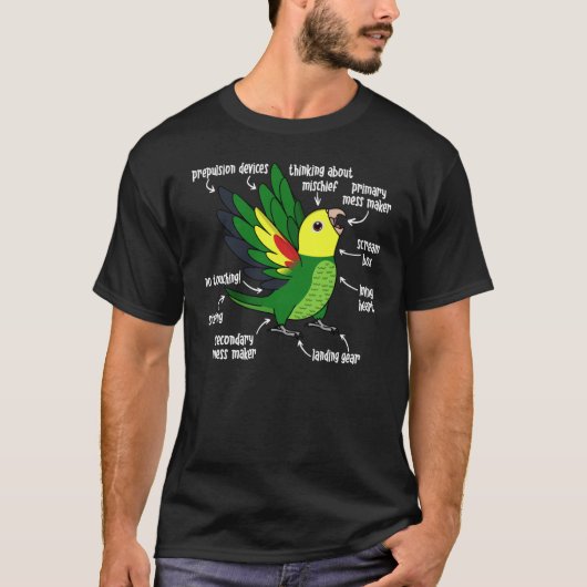 Parrot Anatomie Ik dubbelgeel met Amazon T-shirt (Voorkant)