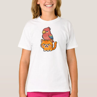 Parrot and Orange Cat T-shirt