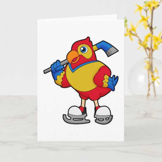 Parrot at Ice hockey with Ice hockey Kaart (Gele Bloem)