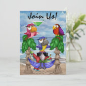 Parrot Beach Party Uitnodiging - SRF (Staand voorkant)